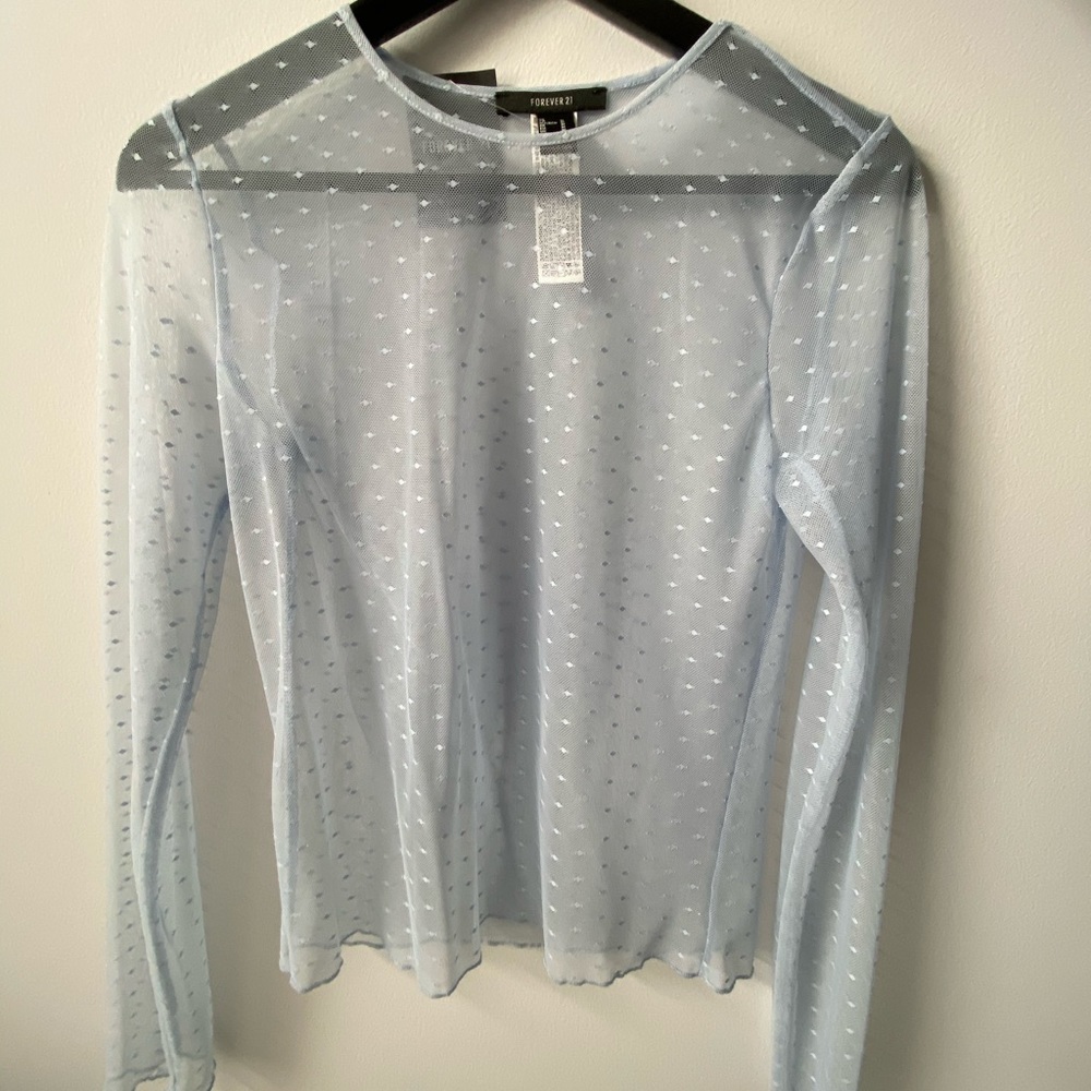*NEW WITH TAGS* Baby Blue Sheer Long Sleeve